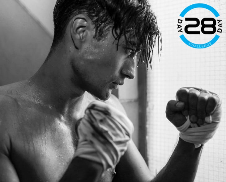 male boxing and sweating